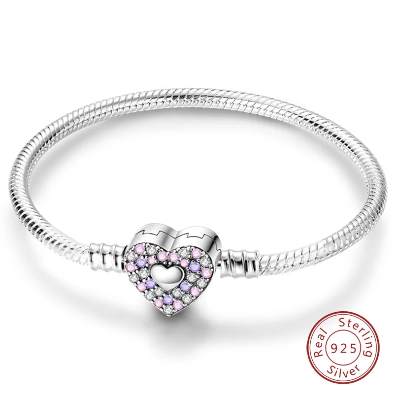 925 Sterling Silver Forever Love Peach Heart Bracelets Star Moon Airplane Earth Bracelets For Women Fit DIY Charms Party Jewelry