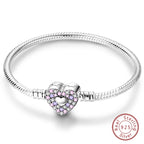 925 Sterling Silver Forever Love Peach Heart Bracelets Star Moon Airplane Earth Bracelets For Women Fit DIY Charms Party Jewelry
