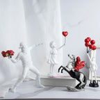 Sculpture Collection Flower Thrower Statue Pop Art Modern Balloon Girl Home Decor