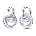 925 Sterling Silver Crystal Circular Eardrops Fashion Versatile Drop Earrings