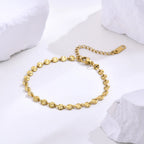 Texture Discs Bracelet Adjustable for Women, Stainless Steel Gold Plated Boho Minimalist Stacking Layered Jewelry