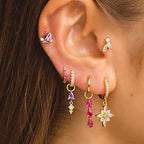 Luxury Geometric Multicolor Zircon Crystal Water Drop Pendant Earrings