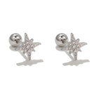 New Stainless Steel Cubic Zirconia Chain Hoop Earring Star Moon