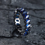 Bohemian Royal Blue Stone Leaf Rings For Women Silver Rose Gold Color Horse Eye Zircon Wedding Bands Birthday Party Jewelry Gift