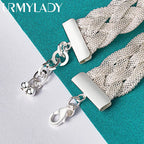 Braid Chain Bracelet 925 Sterling Silver Men Women Wedding Fashion Jewellery