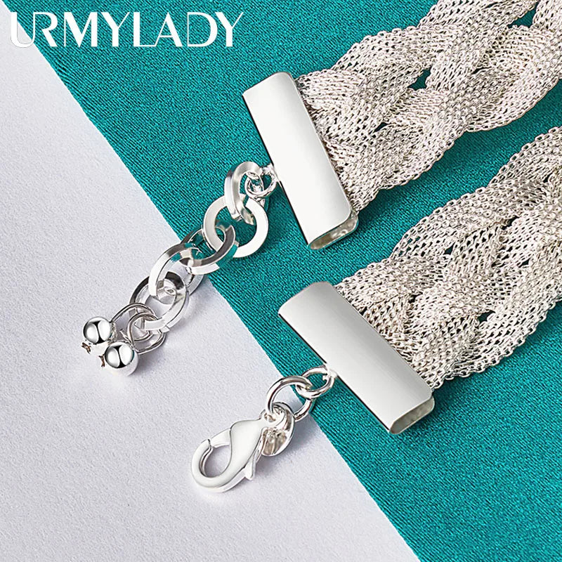 Braid Chain Bracelet 925 Sterling Silver Men Women Wedding Fashion Jewellery