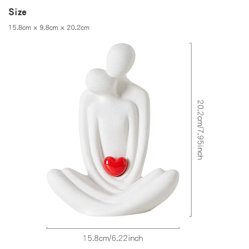 20cm Couple Figurines Ceramic Statue Hugging Lovers Tabletop Bedroom Bookshelf Decor