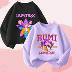 K-pop Girls Cartoon Print Long Sleeve O-Neck Casual Hoodies Sport Pullovers