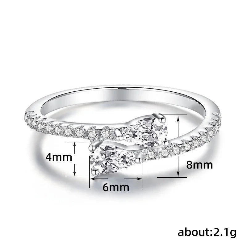 925 Sterling Silver Bright Zirconia Finger Ring Engagement Ceremony Fashion Dainty Wedding Jewellery