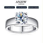 2 Carat Moissanite Solitaire Wedding Engagement Ring 100% 925 Silver Certified