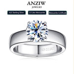 2 Carat Moissanite Solitaire Wedding Engagement Ring 100% 925 Silver Certified