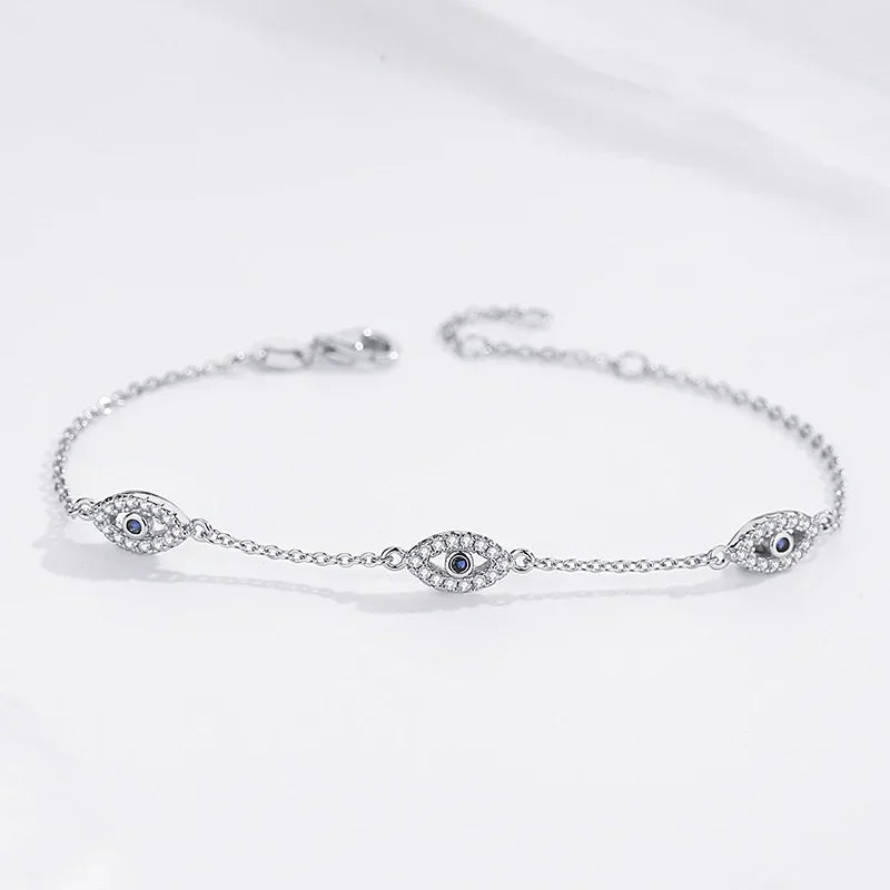 KALETINE Charm Evil Eye Bracelet for Women 925 Sterling Silver Luxury Shiny Cut Cubic Zircon CZ Adjustable Bangles Jewelry Gift