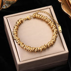 Heart Roman Numeral Zircon Bead Stainless Steel Snake Bone Bracelet