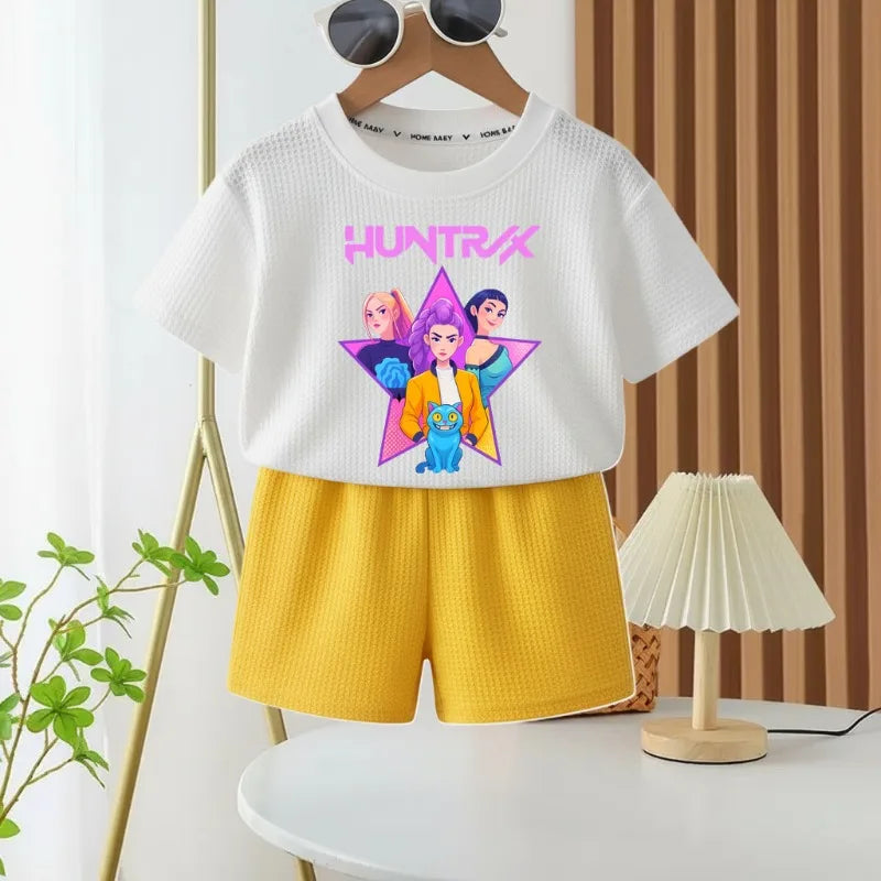 K-pop Girls Summer Casual Outfit Sleeveless Vest and Shorts 2-Piece Set
