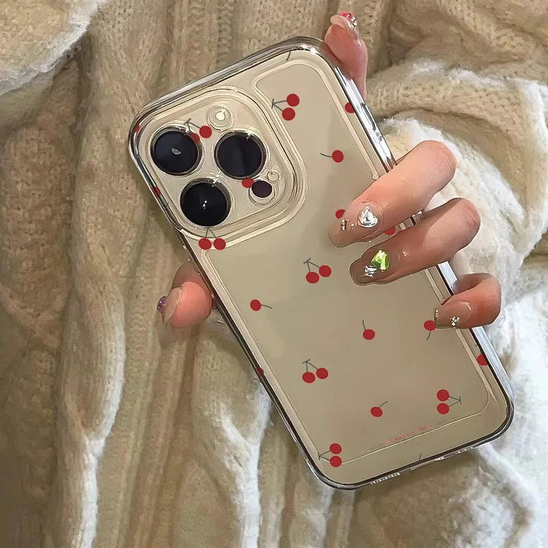 Flower & Cherry Clear Case for Samsung Galaxy S25 S24 Ultra S23 FE A55 A16