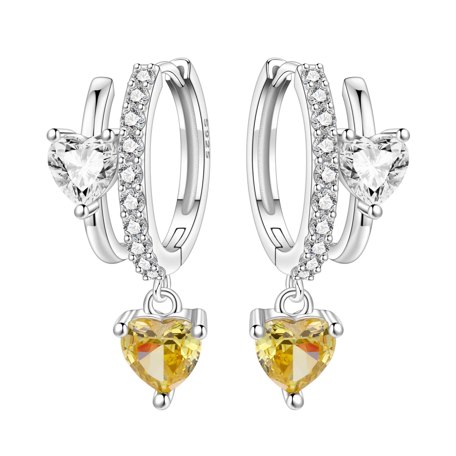 925 Sterling Silver Wings Guardian Love Heart Drop Earrings Trendy Jewellery