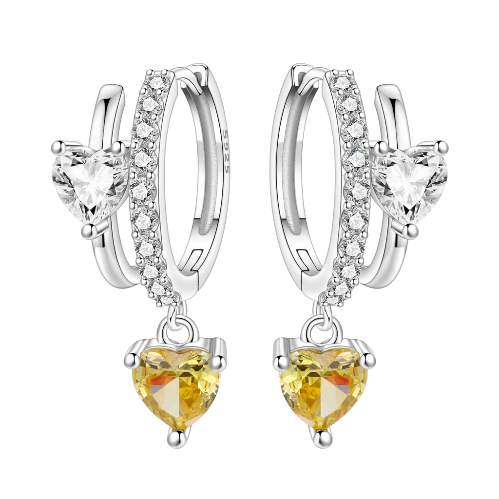925 Sterling Silver Star Moon Heart Shape Versatile Hoop Earrings Fine Gift