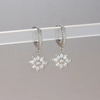 Luxury Stainless Steel Star Dangle Earrings Zircons Geometric Piercing