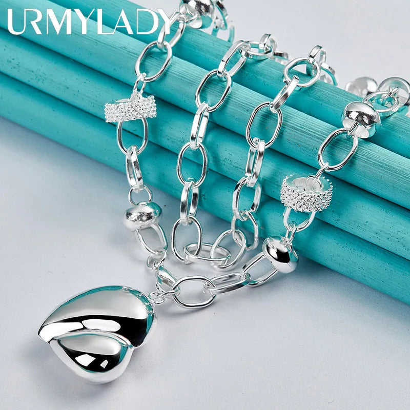925 Sterling Silver Heart Pendant Necklace for Women Gift Jewelry