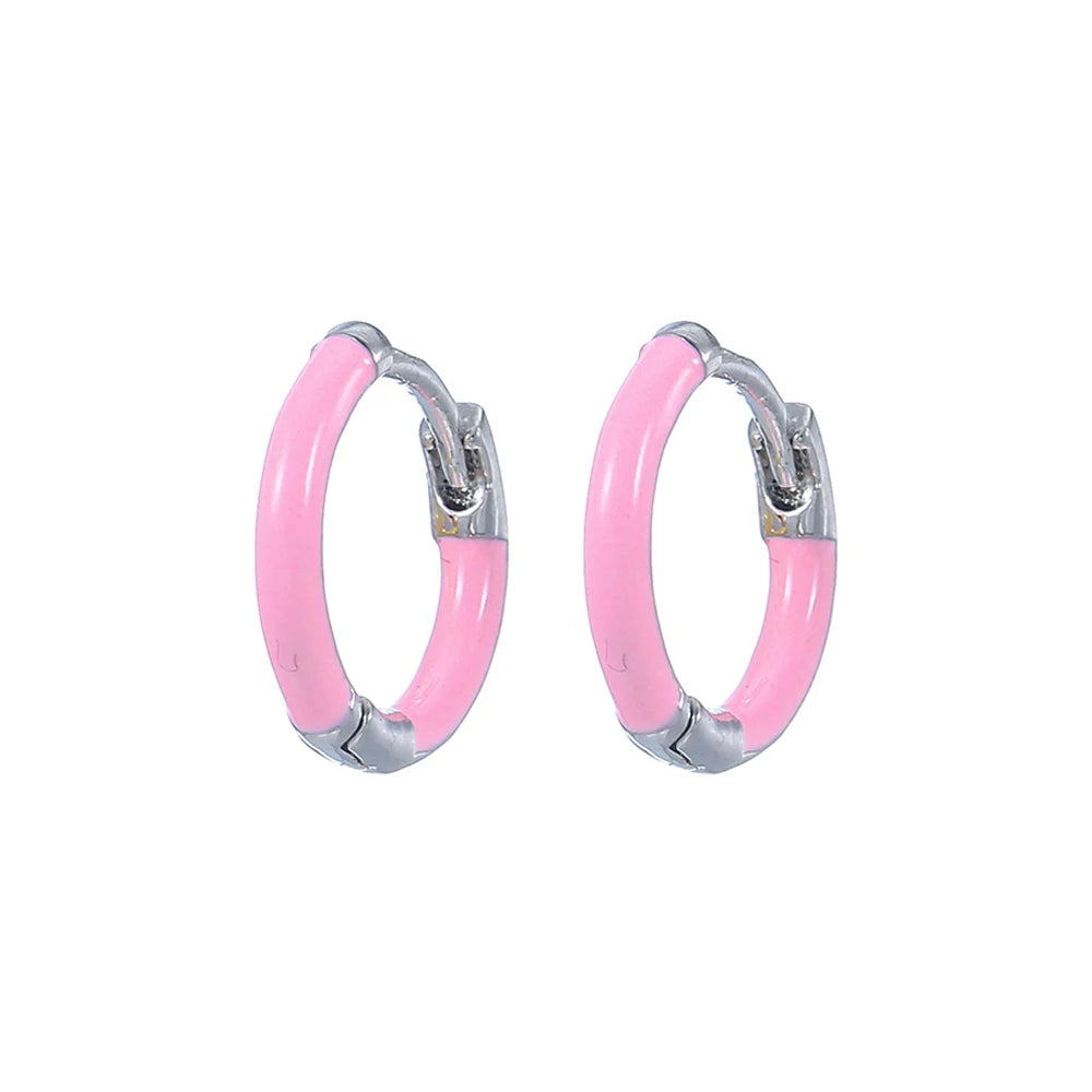 Stainless Steel Zircon Geometry Dangle Earring 18K Gold Plated Huggie