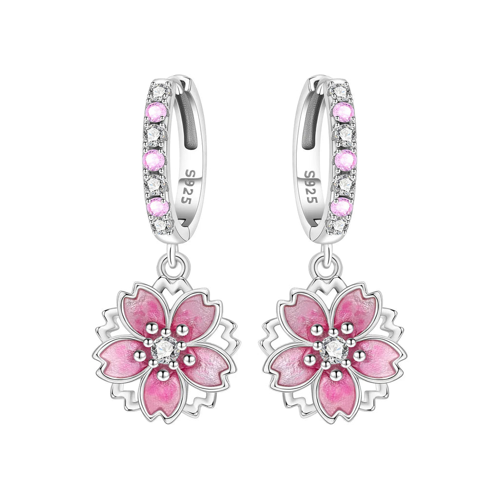 925 Sterling Silver Blue Hydrangea Flower Drop Earrings Anniversary Jewellery Gift