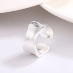 925 Sterling Silver Luxury Fine Jewelry Matte Finish Wave Adjustable Rings For Women Couple Accessories Wholesale Jewellery