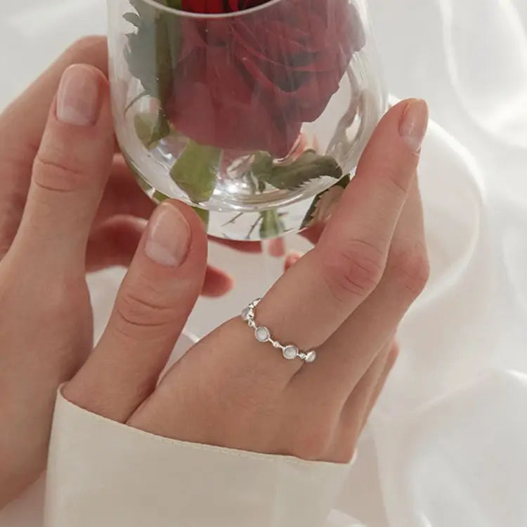 925 Sterling Silver Round Crystal Adjustable Ring Wedding Engagement Luxury Jewellery Accessory