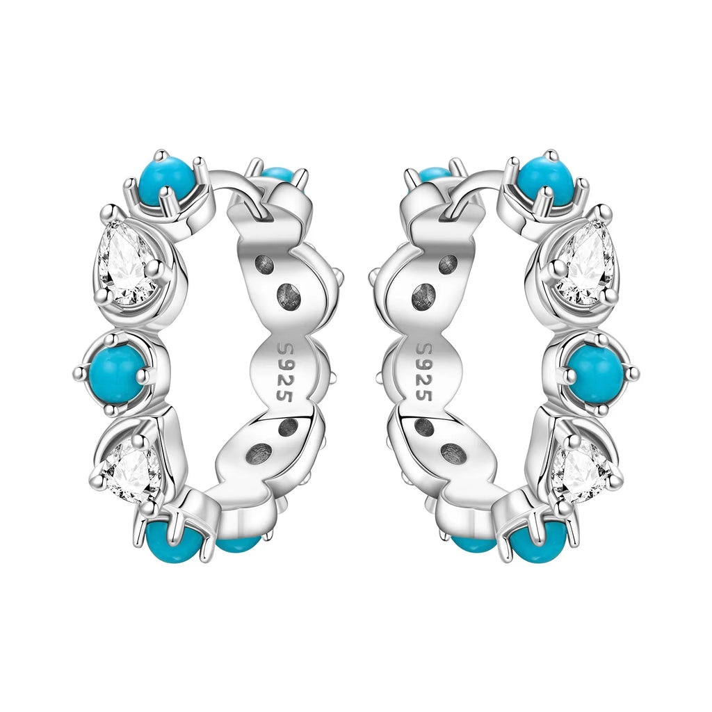 925 Sterling Silver Sparkling Zircon Hoop Earrings Trendy Jewellery Gift