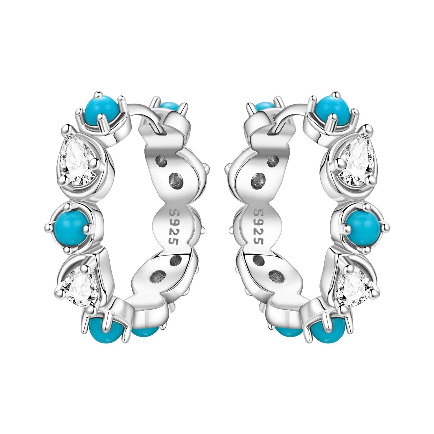 925 Sterling Silver Sparkling Zircon Hoop Earrings Trendy Jewellery Gift