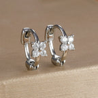 18K Gold Plated Green Zirconia Huggies Hoop Earrings Square Pendant