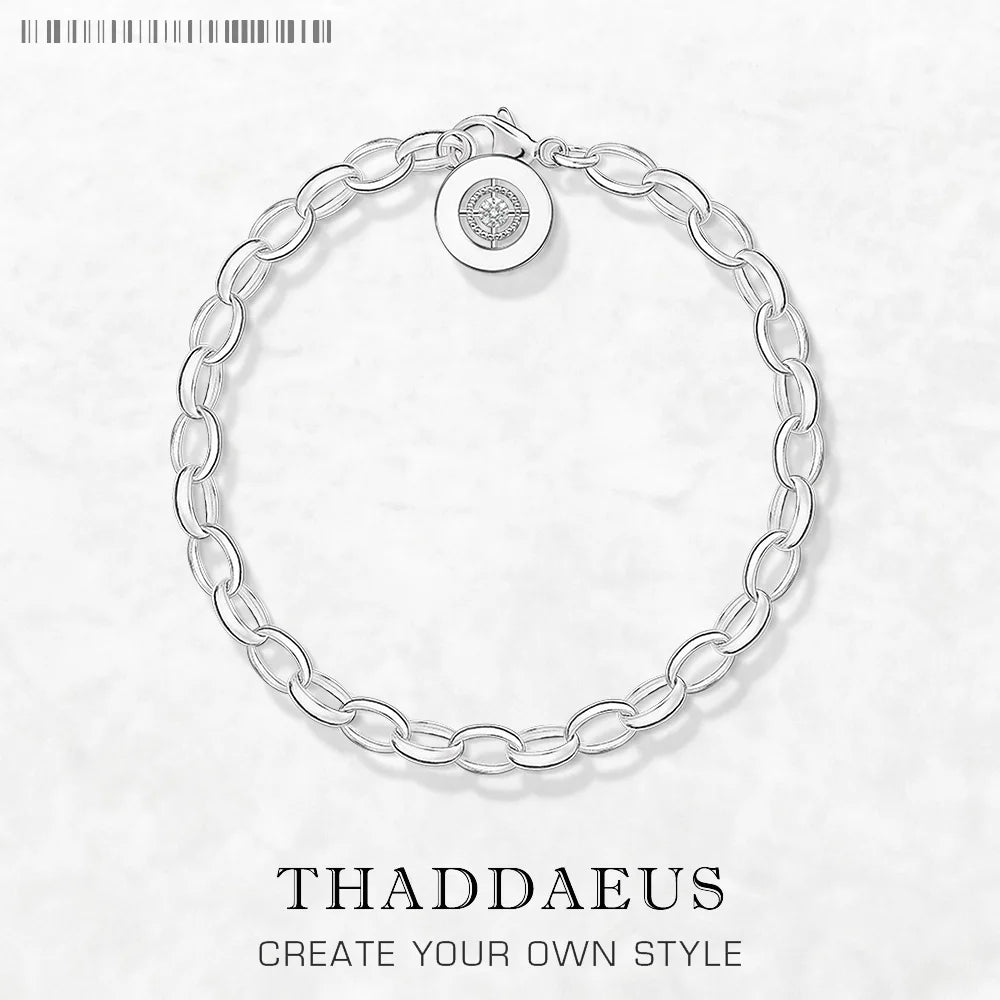Cross Link Chain Charm Bracelet 925 Sterling Silver Trendy Club Jewellery