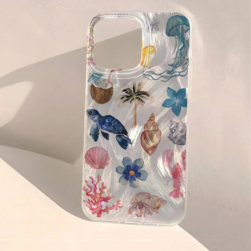 Ocean Whale Starfish Case for iPhone 17 16 15 14 13 12 11 Pro Max Plus XR