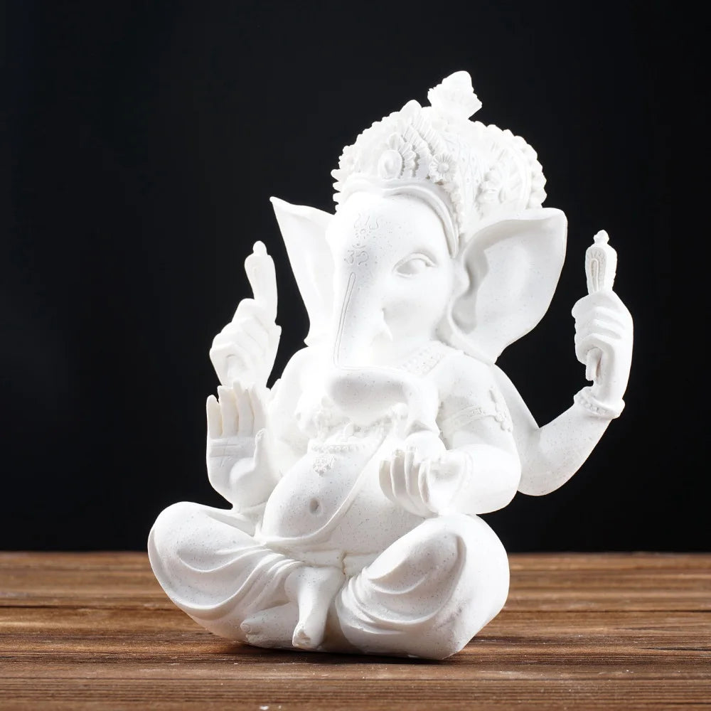 Sandstone Indian Ganesha Elephant God Statue Religious Hindu Feng Shui Buddha Sculpture