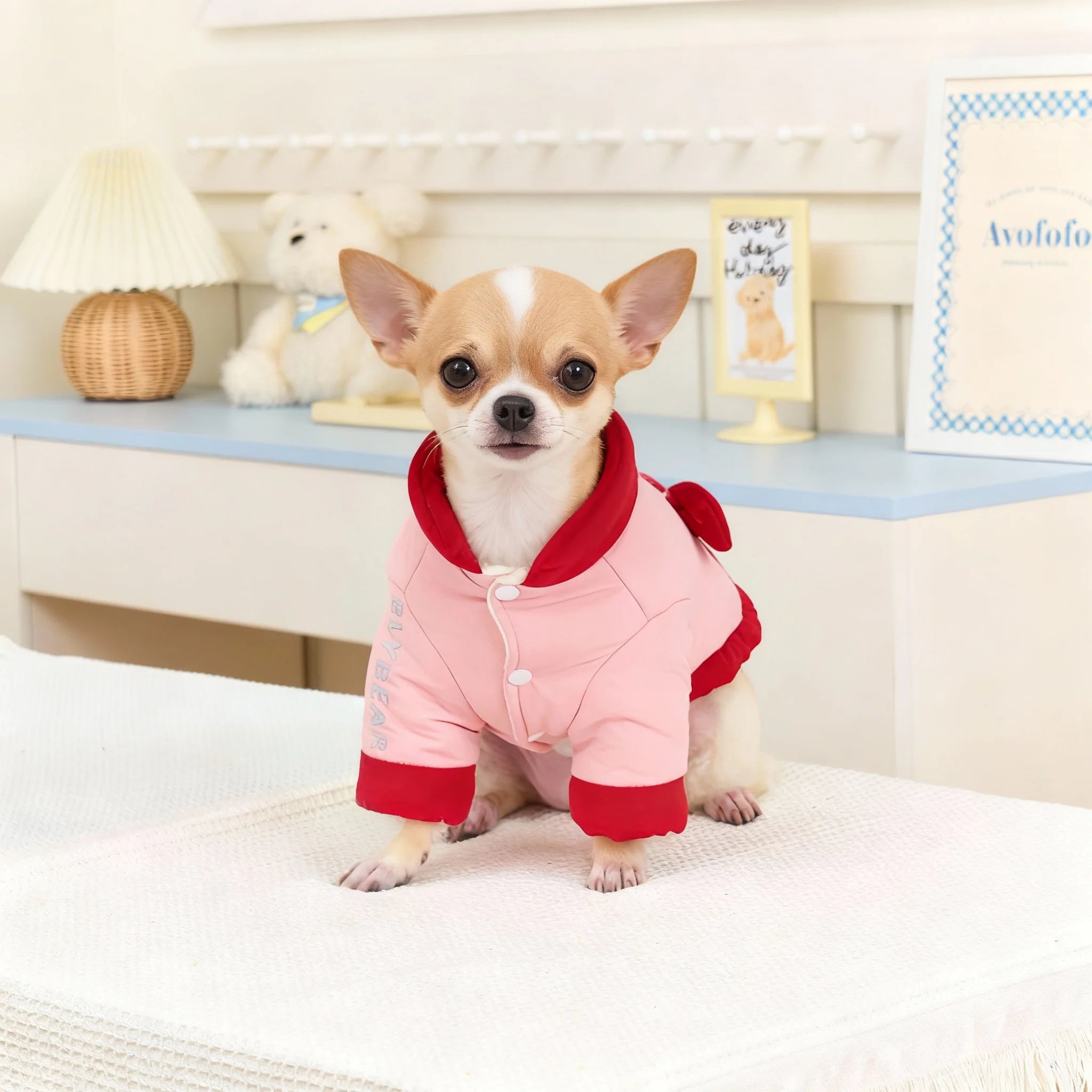 Dog Winter Coat Fleece Jacket Cute Bear Puppy Outfit Warm Winter Clothes