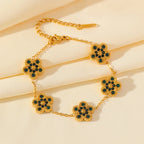 Flower Clover Zircon Stainless Steel Bracelet 2025 Trendy Wrist Chain