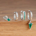 4PCS Stainless Steel Cubic Zircon Dangle Earring Set Geometric Triangle