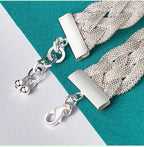 Braid Chain Bracelet 925 Sterling Silver Men Women Wedding Fashion Jewellery