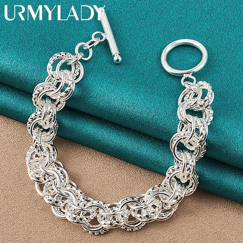 Pretty Circle Fashion Bracelet 925 Sterling Silver Wedding Party Jewellery