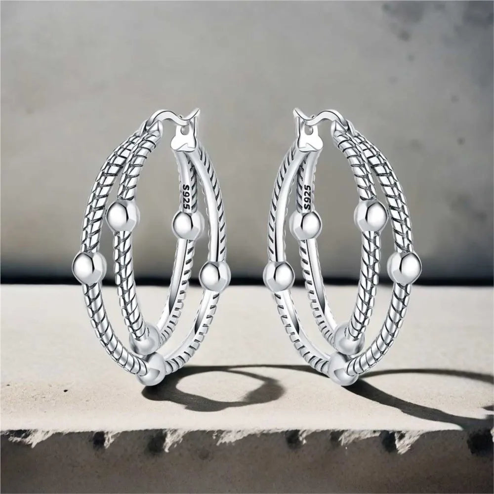 925 Sterling Silver Multi Circle Minimalist Hoop Earrings Birthday Jewellery