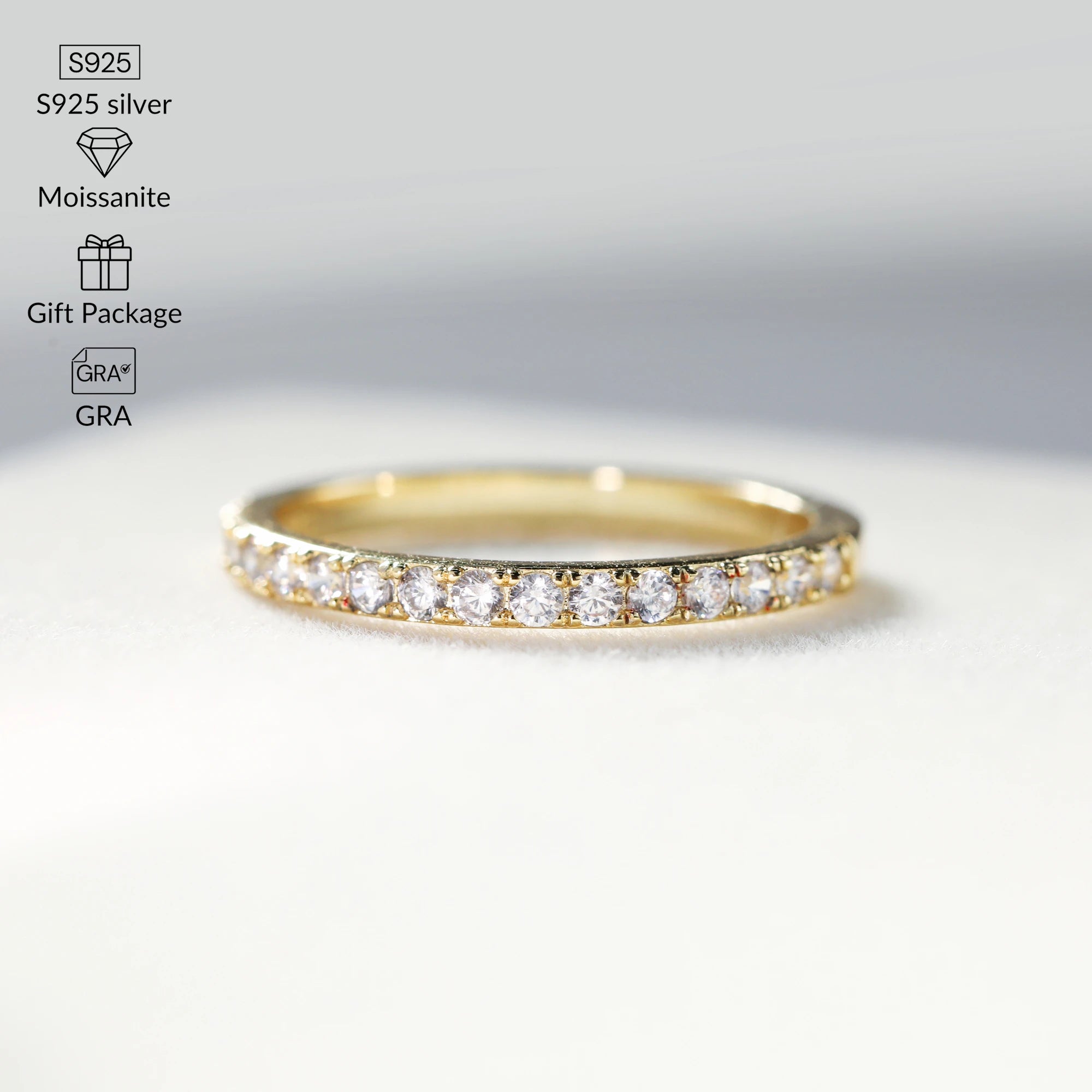 1.3-2.0mm Moissanite Ring for Women Sparkling Wedding Eternity Bands 100% S925 Sterling Silver Jewelry Classic Ring GRA