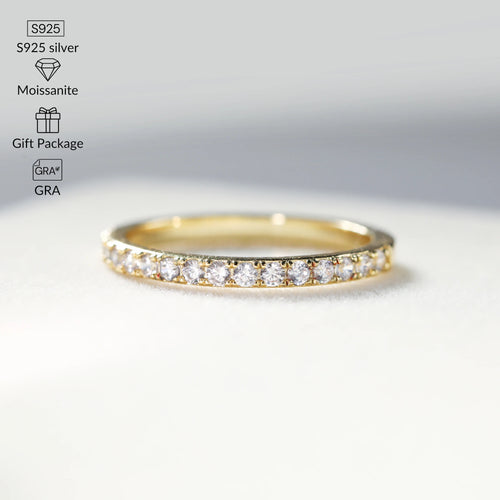 1.3-2.0mm Moissanite Ring for Women Sparkling Wedding Eternity Bands 100% S925 Sterling Silver Jewelry Classic Ring GRA