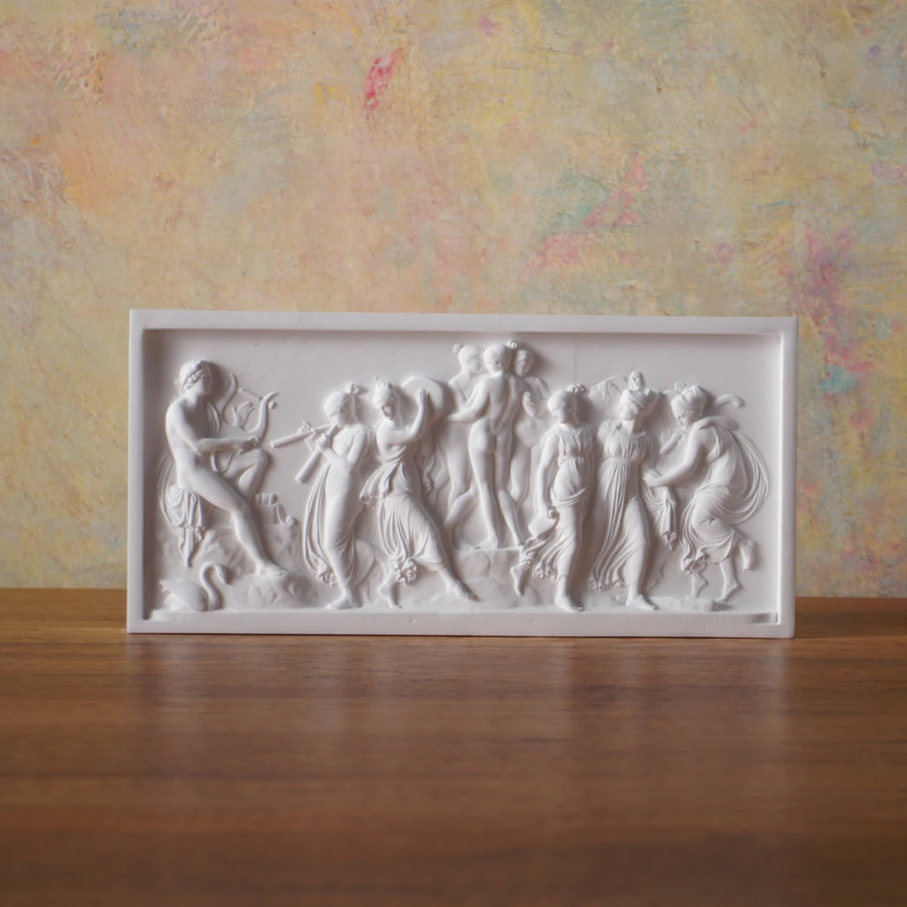 Dance of the Muses Bas-Relief Statue Greek Plaster Sculpture Mythology Office Gift