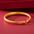 Solid18k Gold Bangles for Women Pulseras Mujer Elegant Never Fade Gold Ladies Bracelets Fashion Bracelet Luxe Fine Jewelry Gift