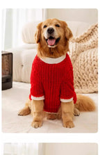 Jolly Red Plush Dog Coat for Large Breeds - Warm & Festive Hoodie for Golden Retriever, Husky, Holiday Celebration