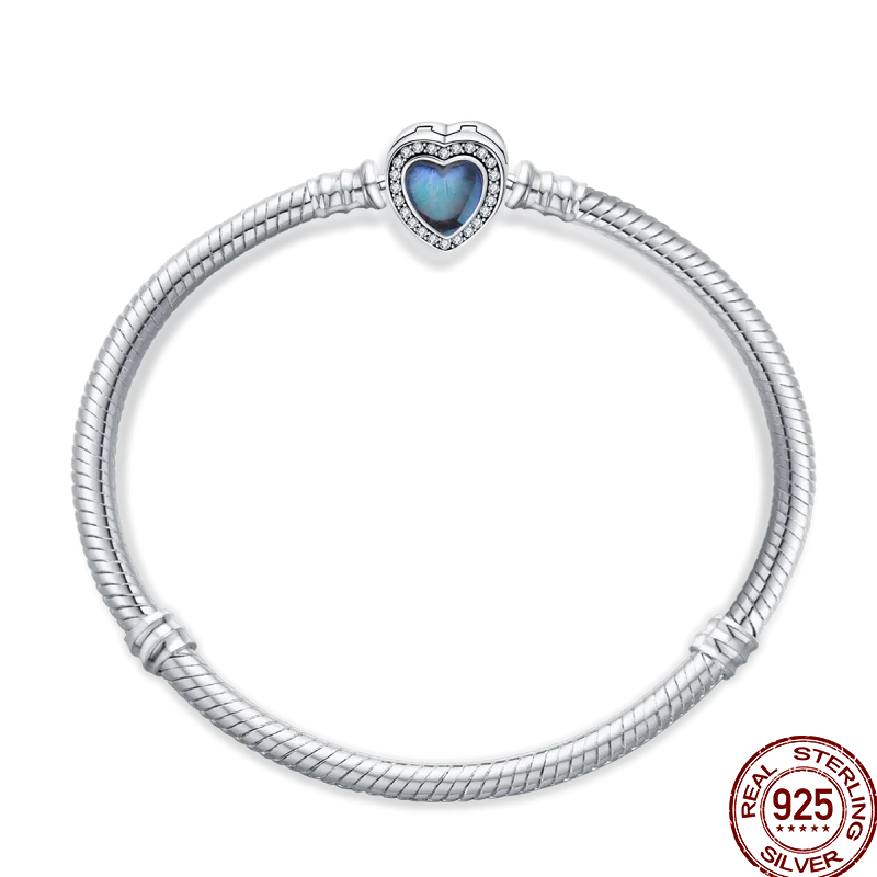 925 Silver 17-20CM Heart Pave Zirconia Original Bracelets Infinity Bracelet Fit DIY Charms Bead Birthday Jewelry Gifts Hot Sale