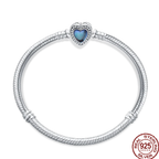 925 Silver 17-20CM Heart Pave Zirconia Original Bracelets Infinity Bracelet Fit DIY Charms Bead Birthday Jewelry Gifts Hot Sale
