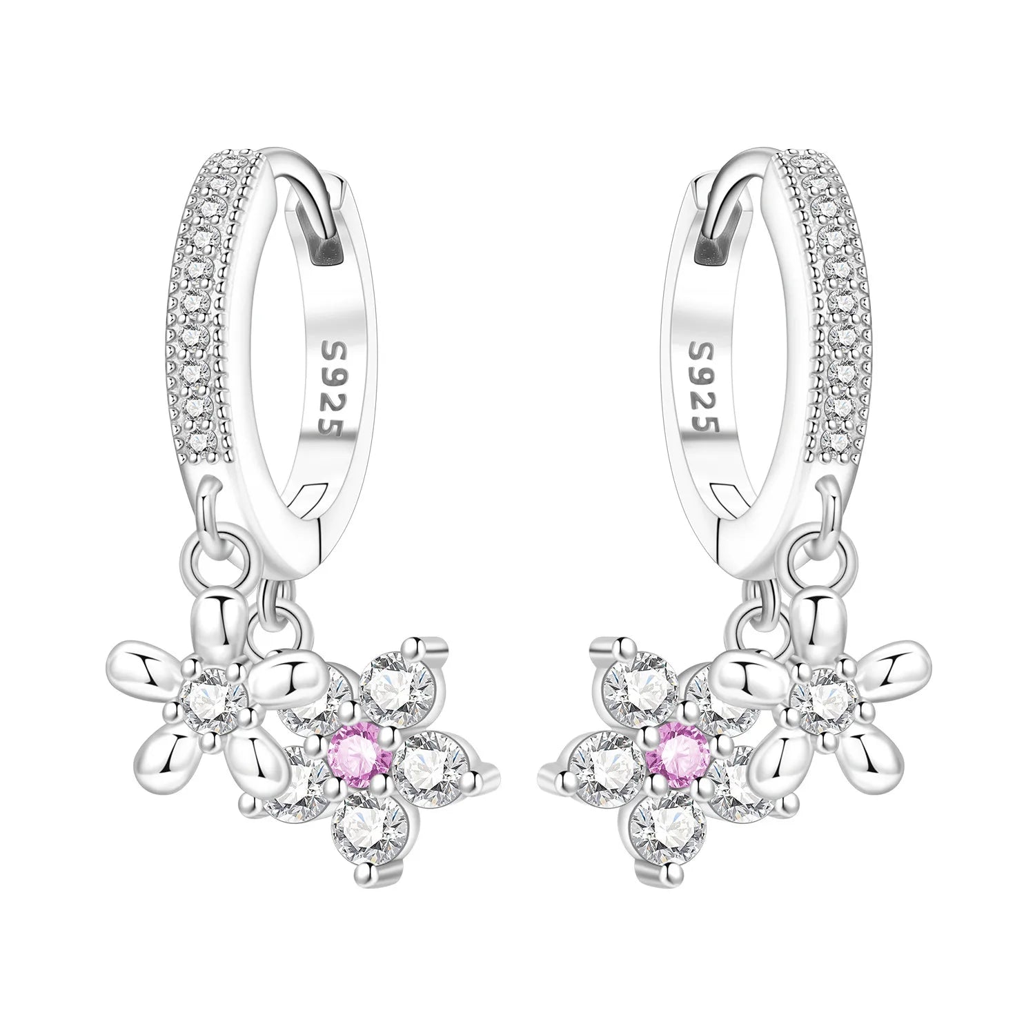 925 Sterling Silver Blue Iris Flower Hoop Earrings Anniversary Jewellery Gift