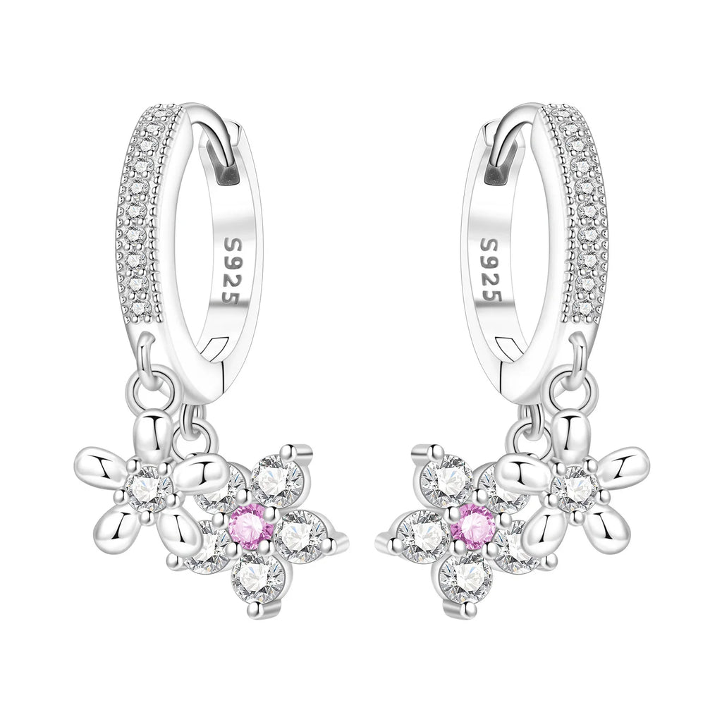 925 Sterling Silver Blue Iris Flower Drop Earrings Anniversary Jewellery Gift