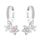 925 Sterling Silver Blue Iris Flower Drop Earrings Anniversary Jewellery Gift