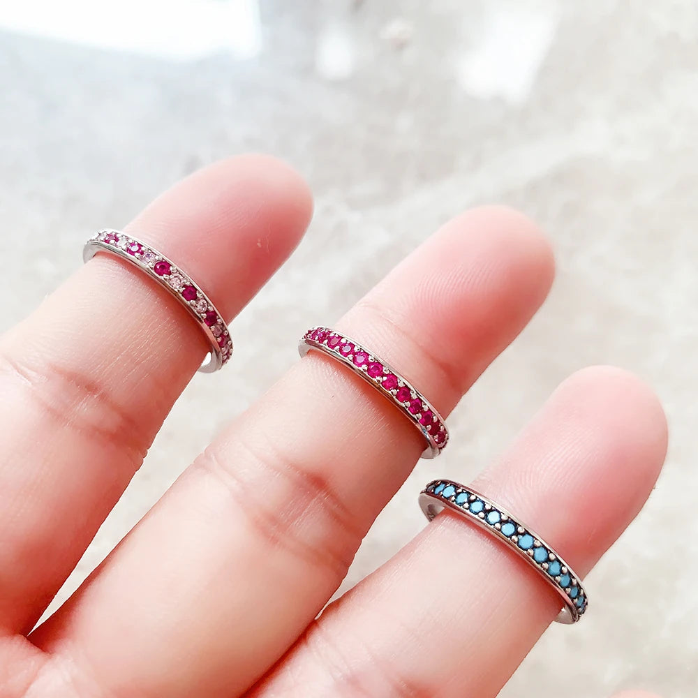 Elegant Colourful Stones Ring 925 Sterling Silver Romantic Jewellery Women